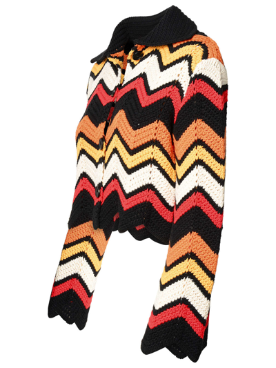 Alanui Kaleidoscopic Chevron Knitted Jacket In Black