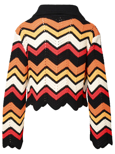 Alanui Kaleidoscopic Chevron Knitted Jacket In Black