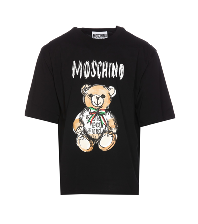 Shop Moschino Drawn Teddy Bear T-shirt In Nero