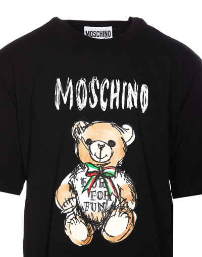 Shop Moschino Drawn Teddy Bear T-shirt In Nero