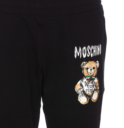 Shop Moschino Drawn Teddy Bear Sweatpants In Nero