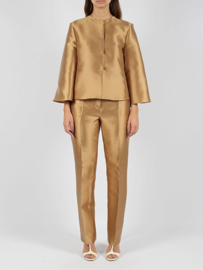 Shop Alberta Ferretti Short Mikado Jacket In Beige