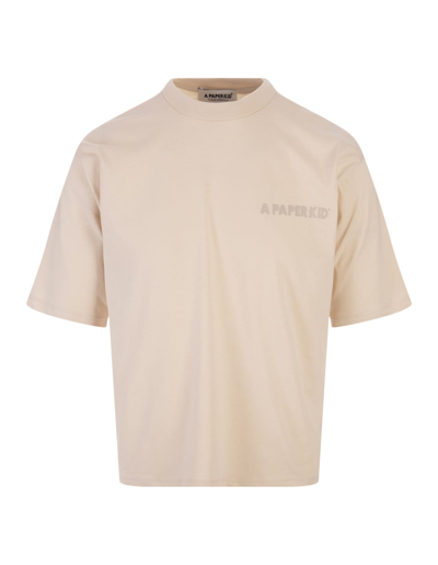 Shop A Paper Kid Sand T-shirt With Logo In Beige