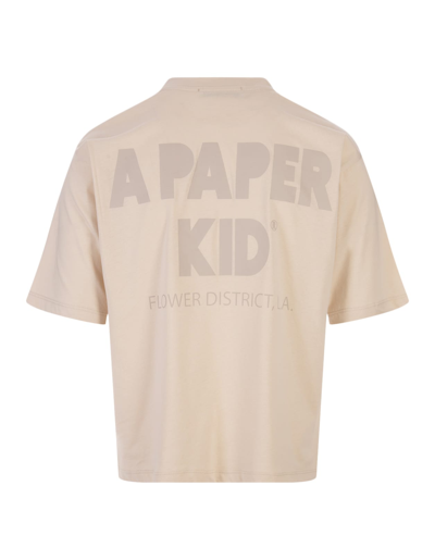 Shop A Paper Kid Sand T-shirt With Logo In Beige