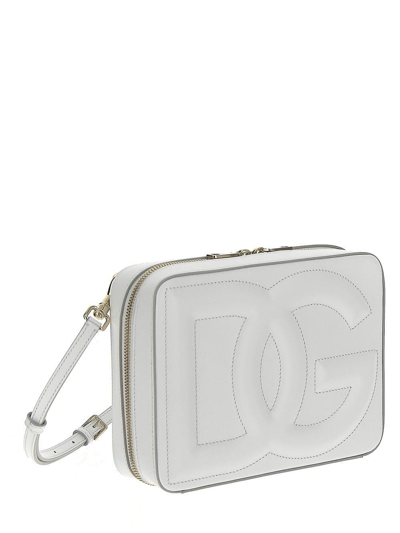 Shop Dolce & Gabbana Medium Calfskin Camera Bag With Logo In White