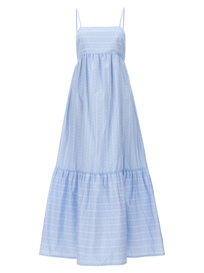 Shop Twinset Monogram Long Dress In Azzurro/bianco Ottico