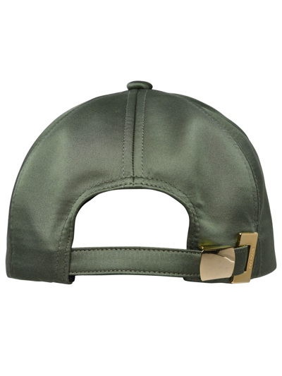 Shop Balmain Green Polyester Hat In Army Green