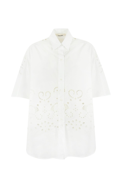 Shop Liviana Conti Oversize Shirt In Sangallo In Bianco