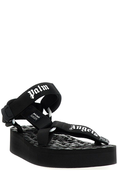 Shop Palm Angels X Suicoke Depa Logo-printed Strap Sandals In Black