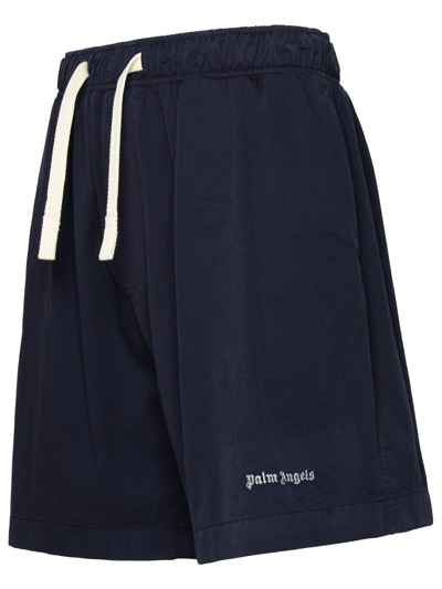 Shop Palm Angels Navy Cotton Bermuda Shorts In Blue