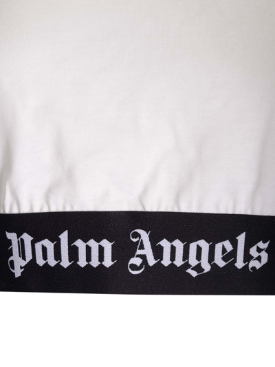 Shop Palm Angels Cropped T-shirt With Logo Band In White
