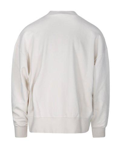 Shop Palm Angels Logo-printed Crewneck Sweatshirt In White