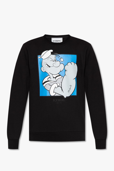 Shop Iceberg Printed Sweatshirt In Black