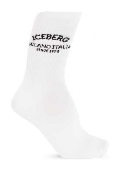 Shop Iceberg Socks With Logo In White
