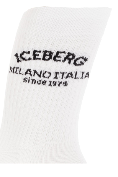 Shop Iceberg Socks With Logo In White