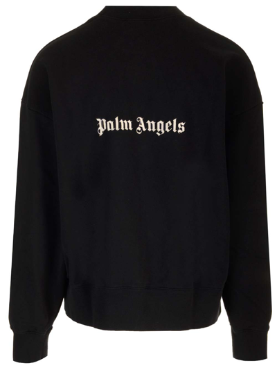 Shop Palm Angels Black Sweatshirt With Front And Back Logo