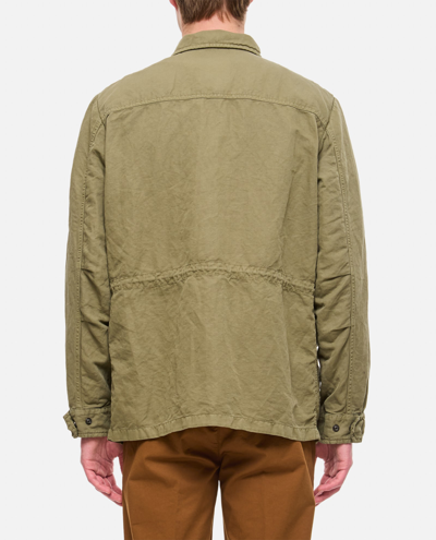 Shop Fay Cotton Linen Field Jacket In Green