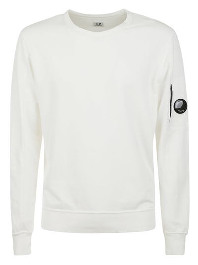 Shop C.p. Company Light Fleece Crew Neck Sweatshirt In Bianco