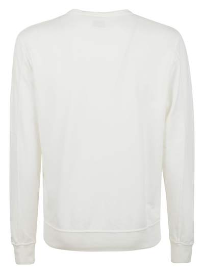 Shop C.p. Company Light Fleece Crew Neck Sweatshirt In Bianco