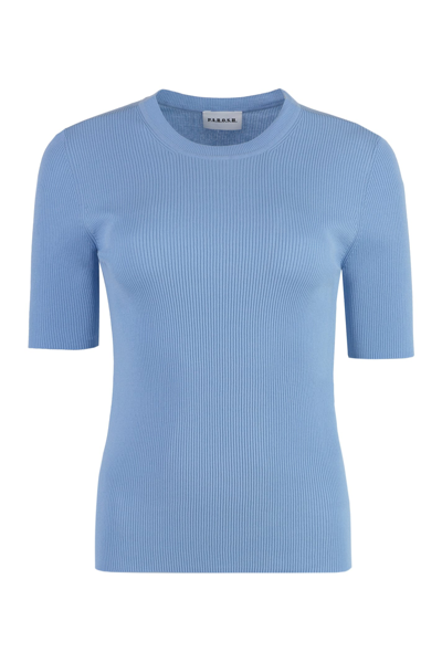 Shop P.a.r.o.s.h Cotton Knit T-shirt In Azzurro Polvere