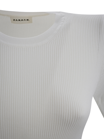 Shop P.a.r.o.s.h Ribbed-knit Top In Panna