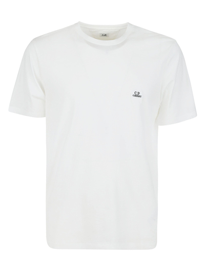 Shop C.p. Company Round Neck Logo T-shirt In Bianco