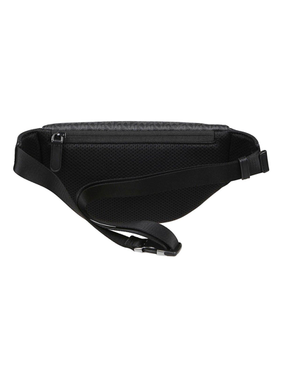 Shop Michael Kors Greyson Logo Printed Zip-up Belt Bag In Black