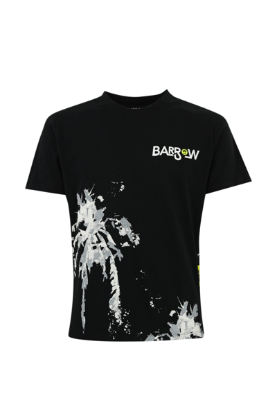 Shop Barrow 3d Palm Print Cotton T-shirt In Nero