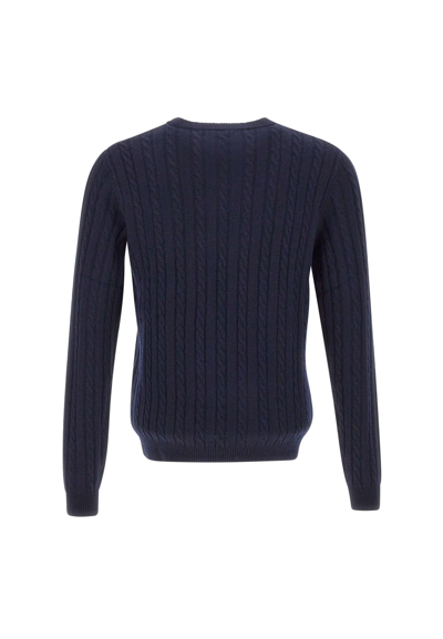 Shop Sun 68 Round Cable Wool And Viscose Pullover In Blu