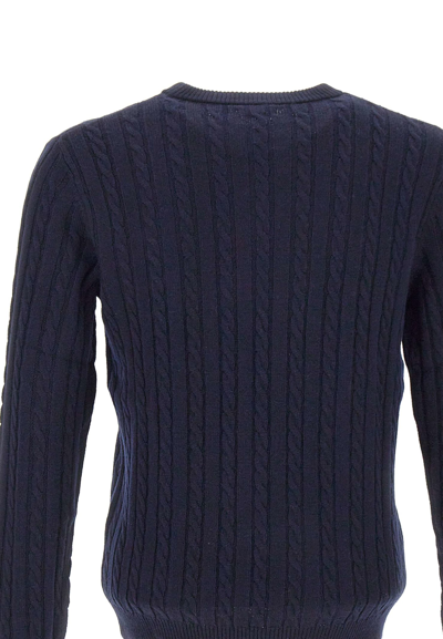 Shop Sun 68 Round Cable Wool And Viscose Pullover In Blu