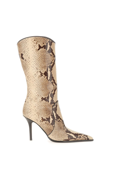 Shop Paris Texas Ahsley Midcalf Leather Boots In Beige