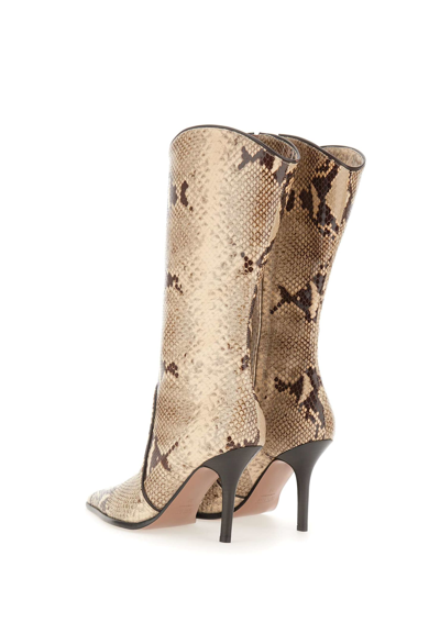Shop Paris Texas Ahsley Midcalf Leather Boots In Beige