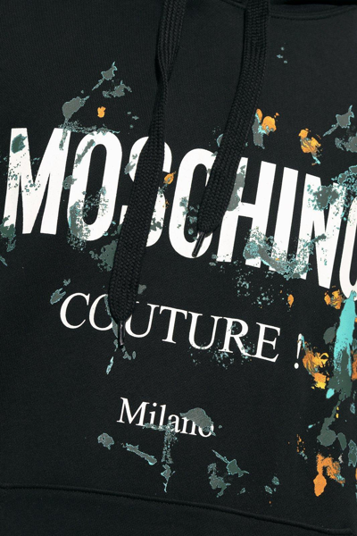 Shop Moschino Logo Printed Drawstring Hoodie