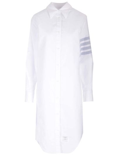 Shop Thom Browne Easy Fit Shirtdress In White