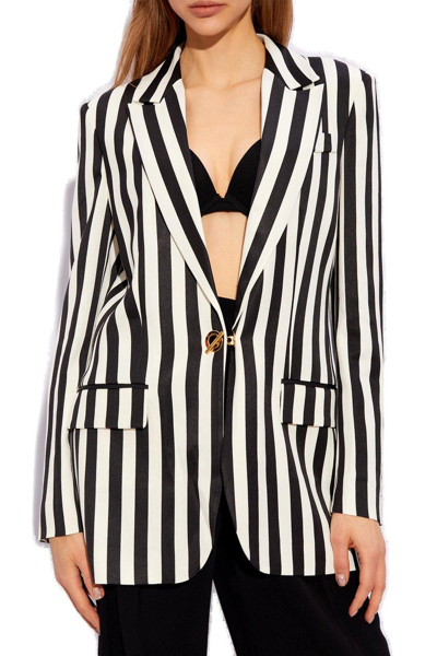 Shop Moschino Single-breasted Striped Blazer In Black