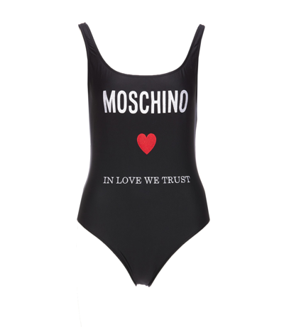 Shop Moschino Logo Swimwear In Black