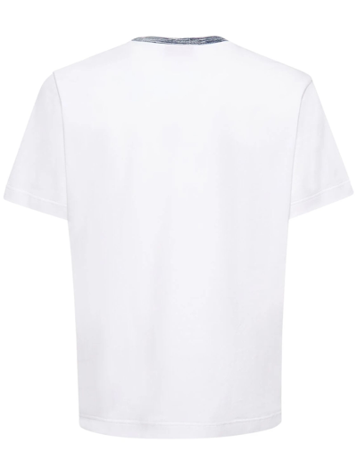 Shop Missoni White Cotton Jersey T-shirt  In White/blu