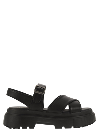 Shop Hogan Leather Sandal With Midsole