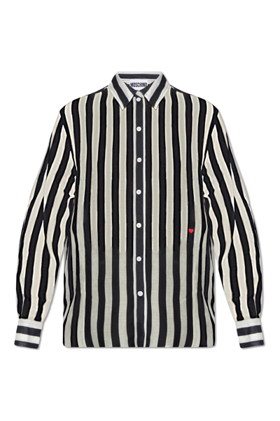 Shop Moschino Striped Shirt In Black