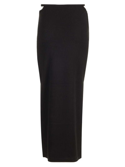 Shop Alexander Wang Long Skirt In Ribbed Stretch Cotton In Black