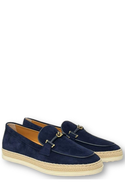 Shop Tod's 92k T-ring Rafia Loafers