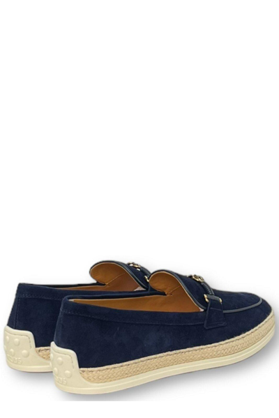 Shop Tod's 92k T-ring Rafia Loafers