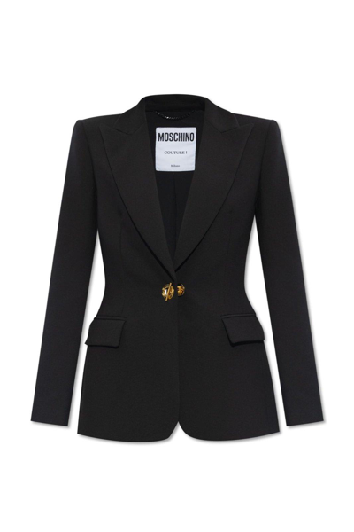 Shop Moschino Single Breasted Tailored Blazer  In Black