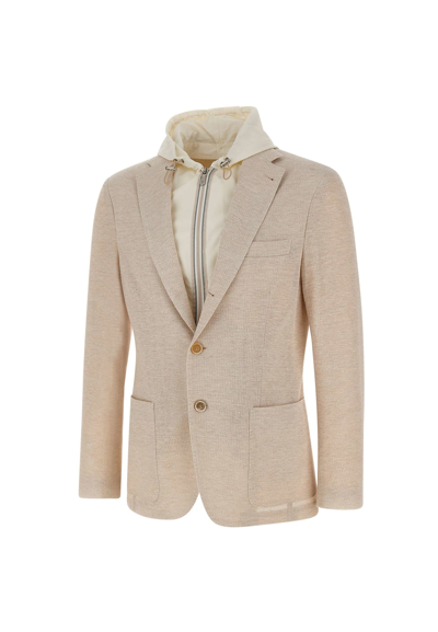 Shop Eleventy Linen And Cotton Jacket  In Sand