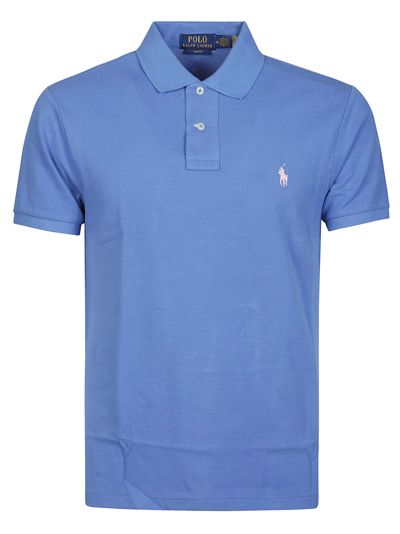 Shop Ralph Lauren Short Sleeve Polo Shirt In New England Blue