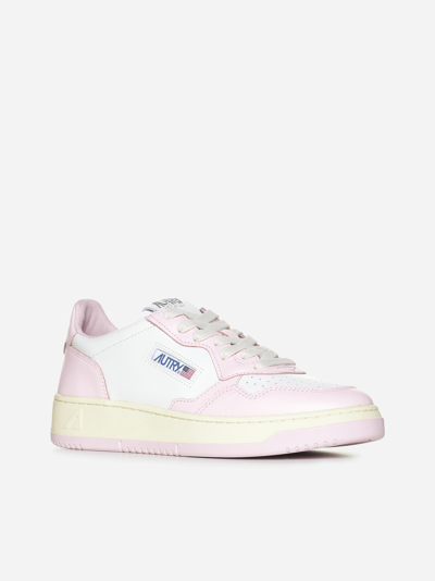 Shop Autry Medalist Leather Sneakers In Blush Bride