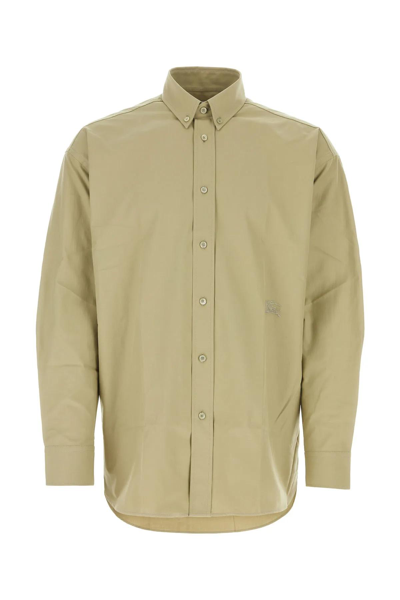 Shop Burberry Army Green Oxford Shirt