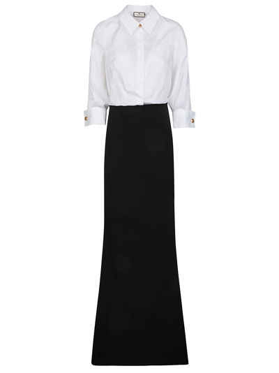 Shop Elisabetta Franchi Red Carpet Dress  In White/black
