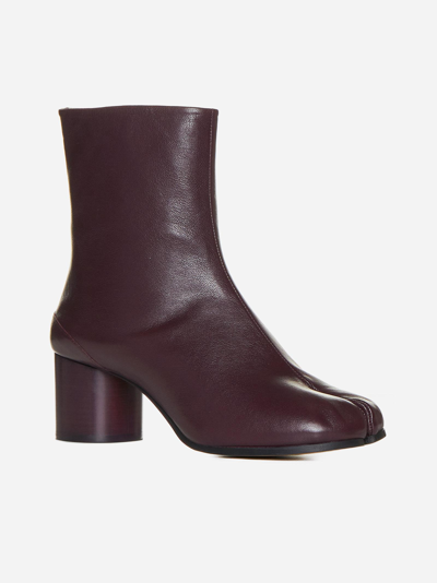 Shop Maison Margiela Tabi Leather Ankle Boots In Red