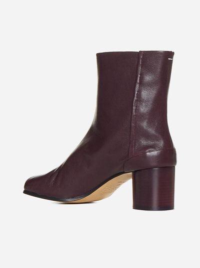 Shop Maison Margiela Tabi Leather Ankle Boots In Red